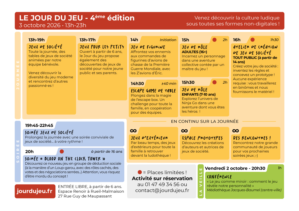 Programme du Jour du jeu 2026